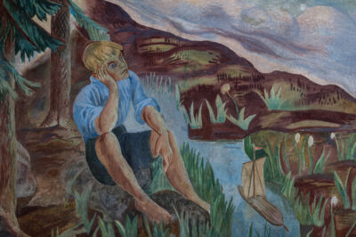 Foto av Axel Revolds maleri Geografien på Hersleb skole.