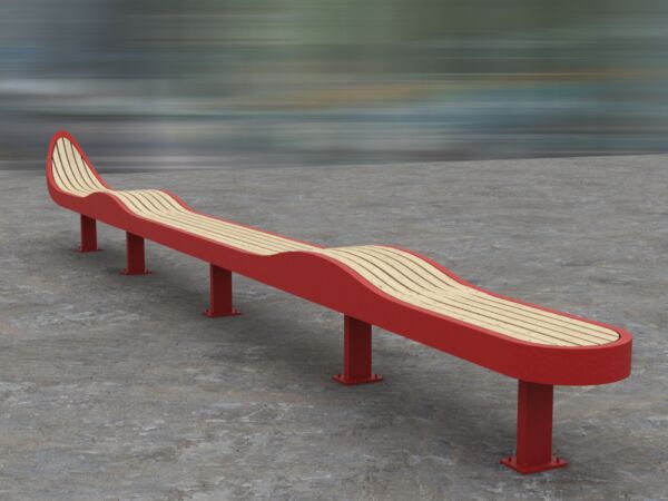 Illustrasjon av Hasans sittebenker "Hit og Dit" av arkitekt Mads Øien.