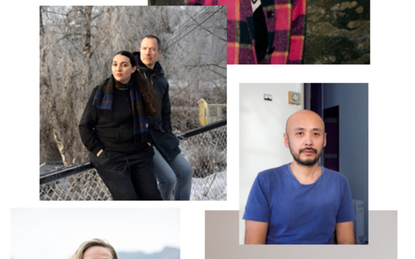 Collage av fotografier av kunstnerne som er med i konkurransen om kunst til byjubileet. Foto