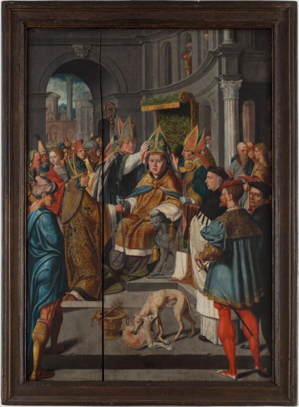 Maleri av en biskopinnvielse. Foto.