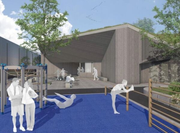 Illustrasjon fra arkitektene over nye Kalbakken servicebygg