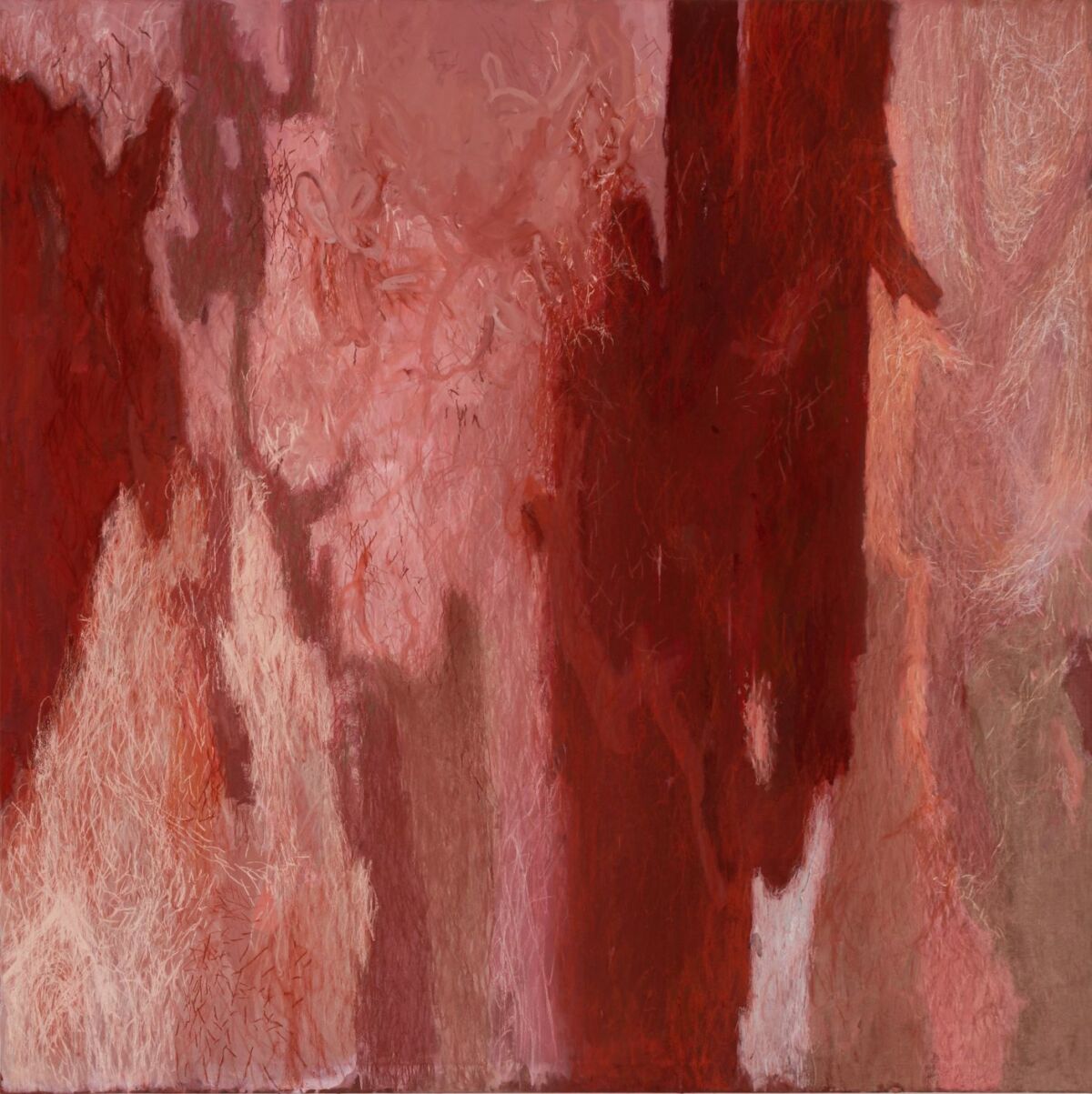 Abstrakt illustrasjon i ulike rosa og røde toner. Illustrasjon.