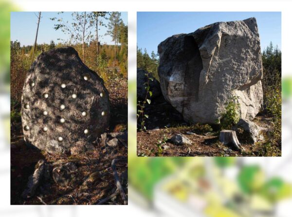Skisse og foto fra prossesarbeid med kunst til østre parkdrag Ensjø av Knut Wold og Peter Johansson/Barbro Westling