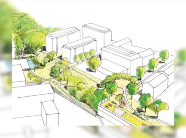 Illustrasjon over østre parkdrag ensjø