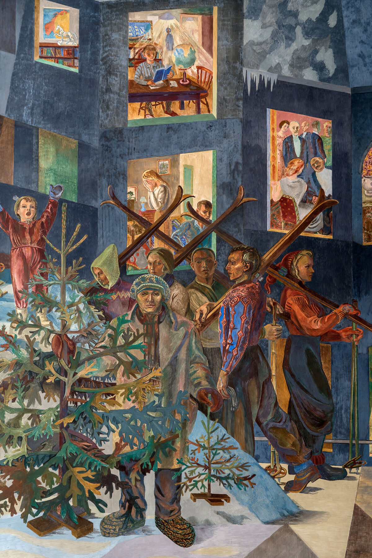 Foto av veggmaleri av Per Krohg fra Rådhuset