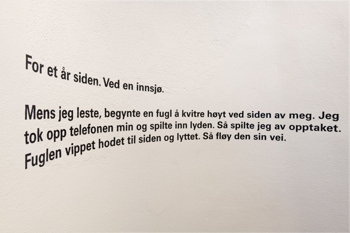 Tekst på vegg. Foto.