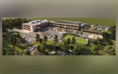 Skisse av nye Stovner skole sett ovenfra. Laget av arkitektene Via-A-Vis